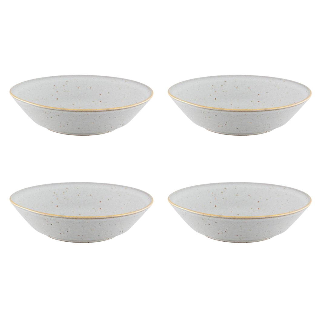 Casa Alegre Gold Stone White Pasta Plate, Set of 4