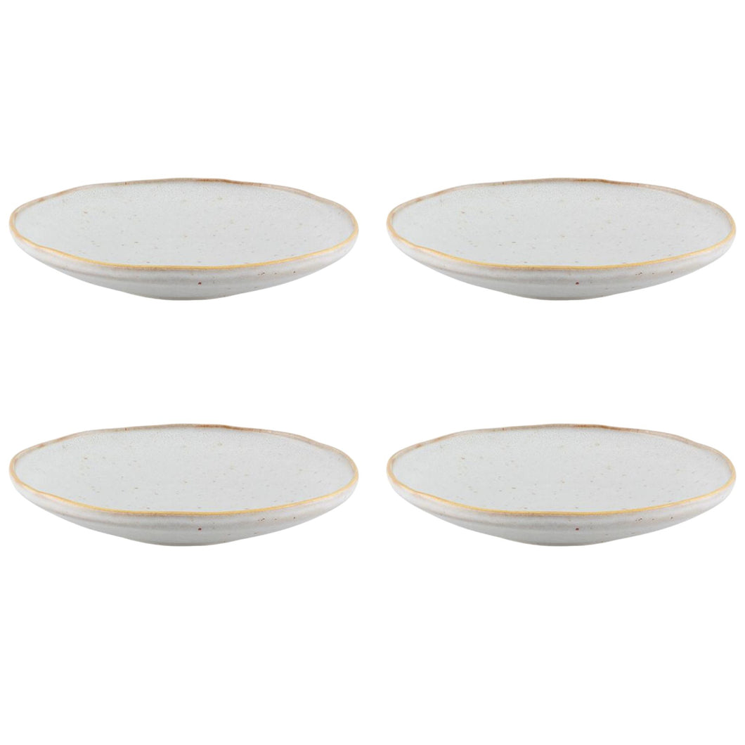 Casa Alegre Gold Stone White Deep Plate, Set of 4