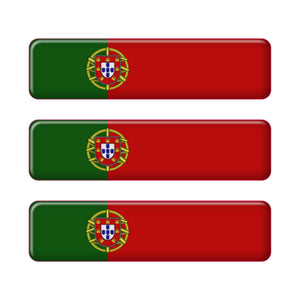 Portugal Rectangular Flag Domed Stickers, Set of 3
