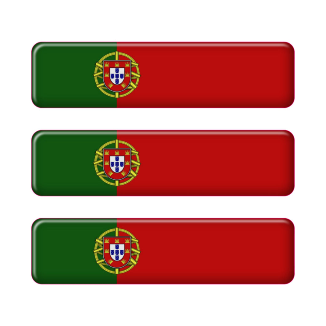 Portugal Rectangular Flag Domed Stickers, Set of 3