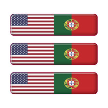 Load image into Gallery viewer, USA &amp; Portugal Rectangular Flag Domed Stickers, Set of 3
