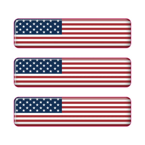 USA Rectangular Flag Domed Stickers, Set of 3
