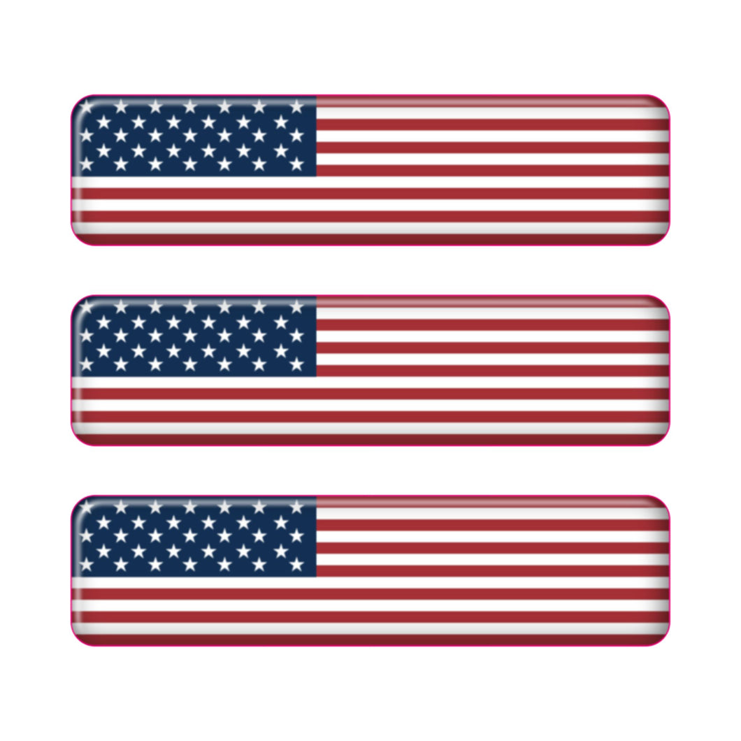 USA Rectangular Flag Domed Stickers, Set of 3