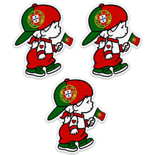 Load image into Gallery viewer, Portuguese Girl with Flag &amp; Hat Stickers, Set of 3
