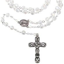Load image into Gallery viewer, Our Lady of Fatima Rosary - 6mm Iridescent Faceted Crystal Beads with Silver Tone Crucifix
