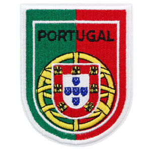 Portugal Shield Sew-On Patch, Embroidered National Crest Design with White Border