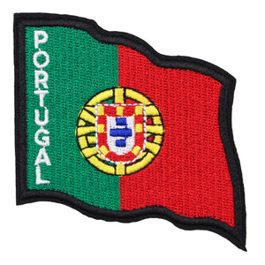 Portugal Flag Sew-On Patch, Embroidered Waving Flag Design