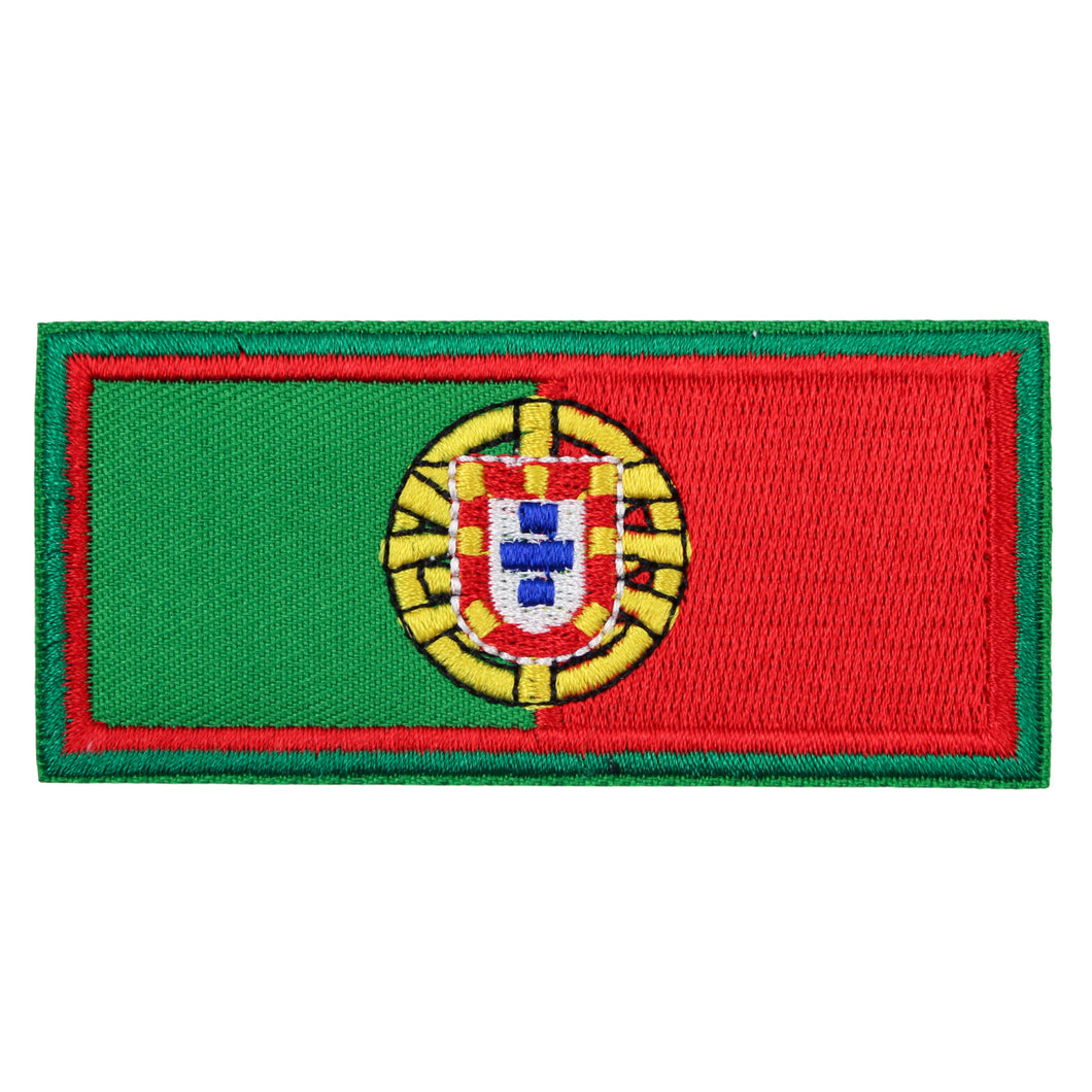 Portugal Flag Sew-On Patch – Horizontal Rectangular Embroidered Design with National Crest