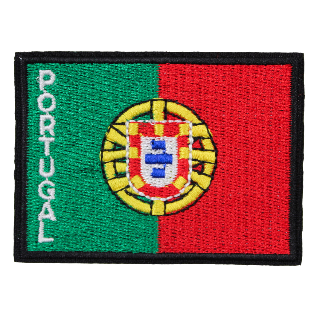 Portugal Flag Sew-On Patch – Rectangular Embroidered Crest Design