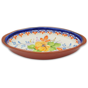 Hand-Painted Portuguese Terracotta Platter – Vibrant Floral Design