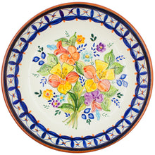 Load image into Gallery viewer, Hand-Painted Portuguese Flower Bouquet Terracotta Serving Bowl - Artisan Crafted
