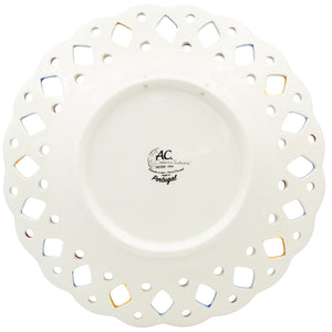 Portuguese Decorative Ceramic Plate with Barcelos Rooster – Traditional Floral Border Design, 11" Diameter