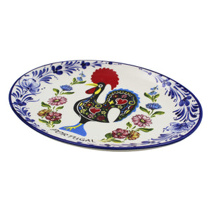 Traditional Rooster Galo Barcelos Floral Ceramic Oval Platter