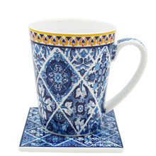 Load image into Gallery viewer, Traditional Blue Tile Azulejo Portuguese Ceramic Coffee Mug with Coaster
