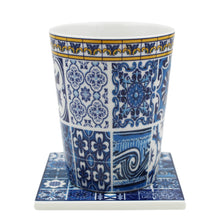 Load image into Gallery viewer, Traditional Blue Tile Azulejo Portuguese Ceramic Coffee Mug with Coaster
