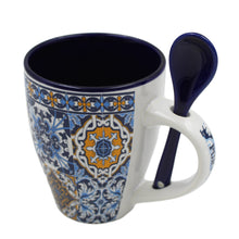 Load image into Gallery viewer, Traditional Portuguese Tile Azulejo Ceramic Mug with Spoon
