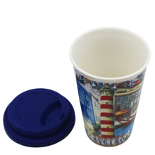 Load image into Gallery viewer, Traditional Portugal Aveiro Blue Ceramic Coffee Mug with Lid
