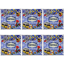 Load image into Gallery viewer, Portuguese Icons &amp; Azulejo Pattern Wooden Coasters - Set of 6 with Holder
