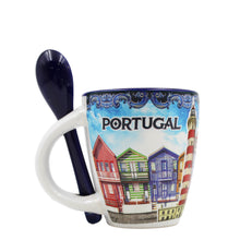 Load image into Gallery viewer, Traditional Portugal Aveiro Blue Ceramic Espresso Cup with Spoon and Gift Box
