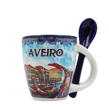 Load image into Gallery viewer, Traditional Portugal Aveiro Blue Ceramic Espresso Cup with Spoon and Gift Box

