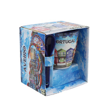 Load image into Gallery viewer, Traditional Portugal Aveiro Blue Ceramic Espresso Cup with Spoon and Gift Box
