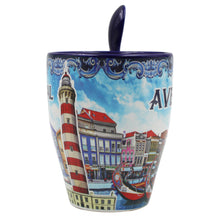 Load image into Gallery viewer, Traditional Portugal Aveiro Blue Ceramic Coffee Mug with Spoon and Gift Box
