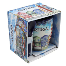Load image into Gallery viewer, Traditional Portugal Aveiro Blue Ceramic Coffee Mug with Spoon and Gift Box
