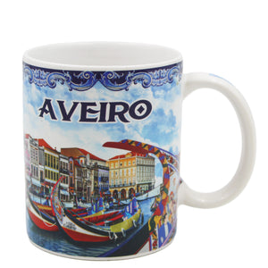 Traditional Portugal Aveiro Blue Ceramic Coffee Mug Gift Box