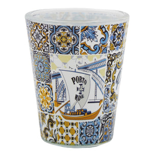 Traditional Porto Portugal Blue Tile Azulejo Shot Glasses, Set of 2