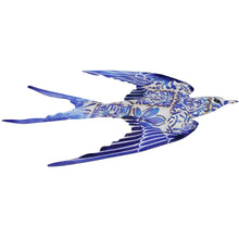 Load image into Gallery viewer, Portuguese Metal Swallow Wall Décor – Blue Azulejo Tile Design
