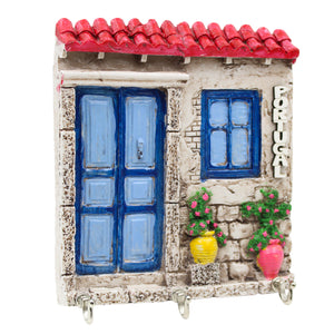 Portuguese House Key Holder – Decorative Wall Hook with Blue Door & Window Design
