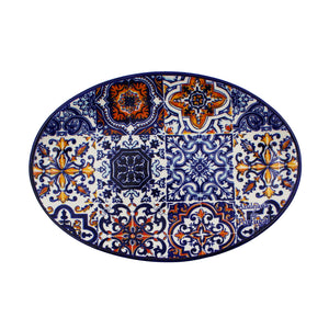 Portugal Tile Azulejo Themed 8" Oval Platter, Serving Platter