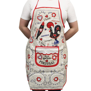 100% Cotton Traditional Portuguese Rooster & Sardine Kitchen Apron, Various Colors