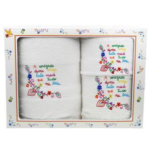100% Cotton Namorados Made in Portugal White 3-Piece Towel Set