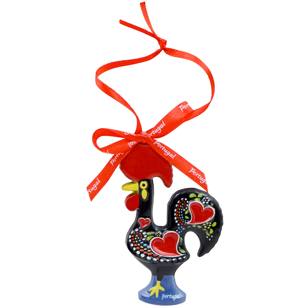 Portuguese Barcelos Rooster Good Luck Charm Hanging Ornament with Red Ribbon