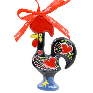 Portuguese Barcelos Rooster Good Luck Charm Hanging Ornament with Red Ribbon