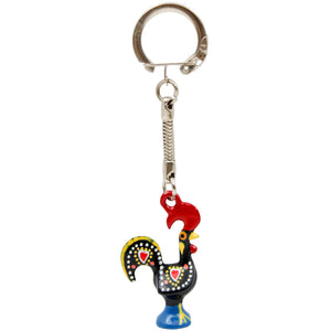 Portuguese Barcelos Rooster Keychain - Hand-Painted Good Luck Charm