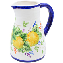 Load image into Gallery viewer, Hand-Painted Portuguese Lemon Terracotta Pitcher – Artisan Crafted Jug
