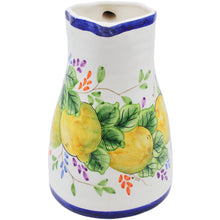 Load image into Gallery viewer, Hand-Painted Portuguese Lemon Terracotta Pitcher – Artisan Crafted Jug
