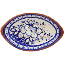 Load image into Gallery viewer, Hand-Painted Portuguese Terracotta Platter – Blue Floral Design
