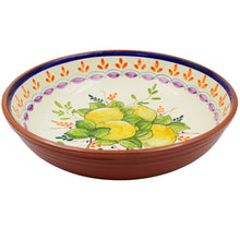 Load image into Gallery viewer, Hand-Painted Portuguese Lemon Terracotta Serving Bowl - Artisan Crafted
