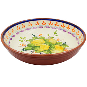 Hand-Painted Portuguese Lemon Terracotta Serving Bowl - Artisan Crafted