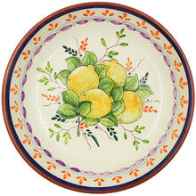 Load image into Gallery viewer, Hand-Painted Portuguese Lemon Terracotta Serving Bowl - Artisan Crafted
