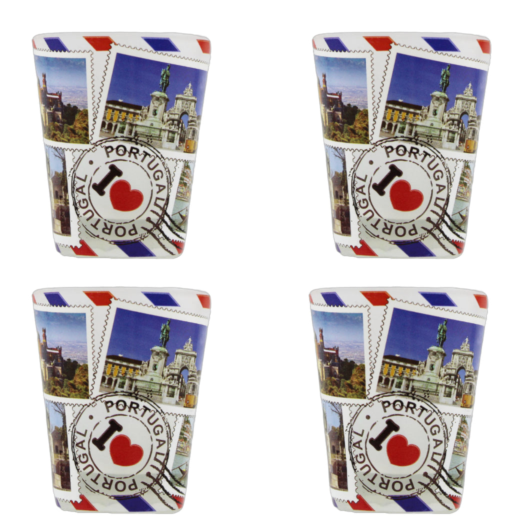 Portuguese Cities I Love Portugal Shot Glass, Set of 4