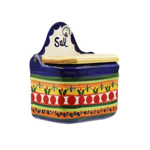 Hand-Painted Portuguese Pottery Clay Terracotta Salt Holder