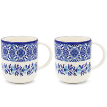 Load image into Gallery viewer, Portuguese Ceramic Mug Set of 2 – Blue and White Azulejo Tile Design
