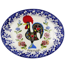 Load image into Gallery viewer, Traditional Rooster Galo Barcelos Floral Ceramic Oval Platter
