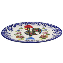 Load image into Gallery viewer, Traditional Rooster Galo Barcelos Floral Ceramic Oval Platter
