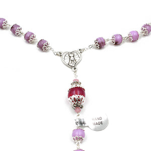 Handmade Bohemian Glass Beads Purple Our Lady of Fatima Rosary
