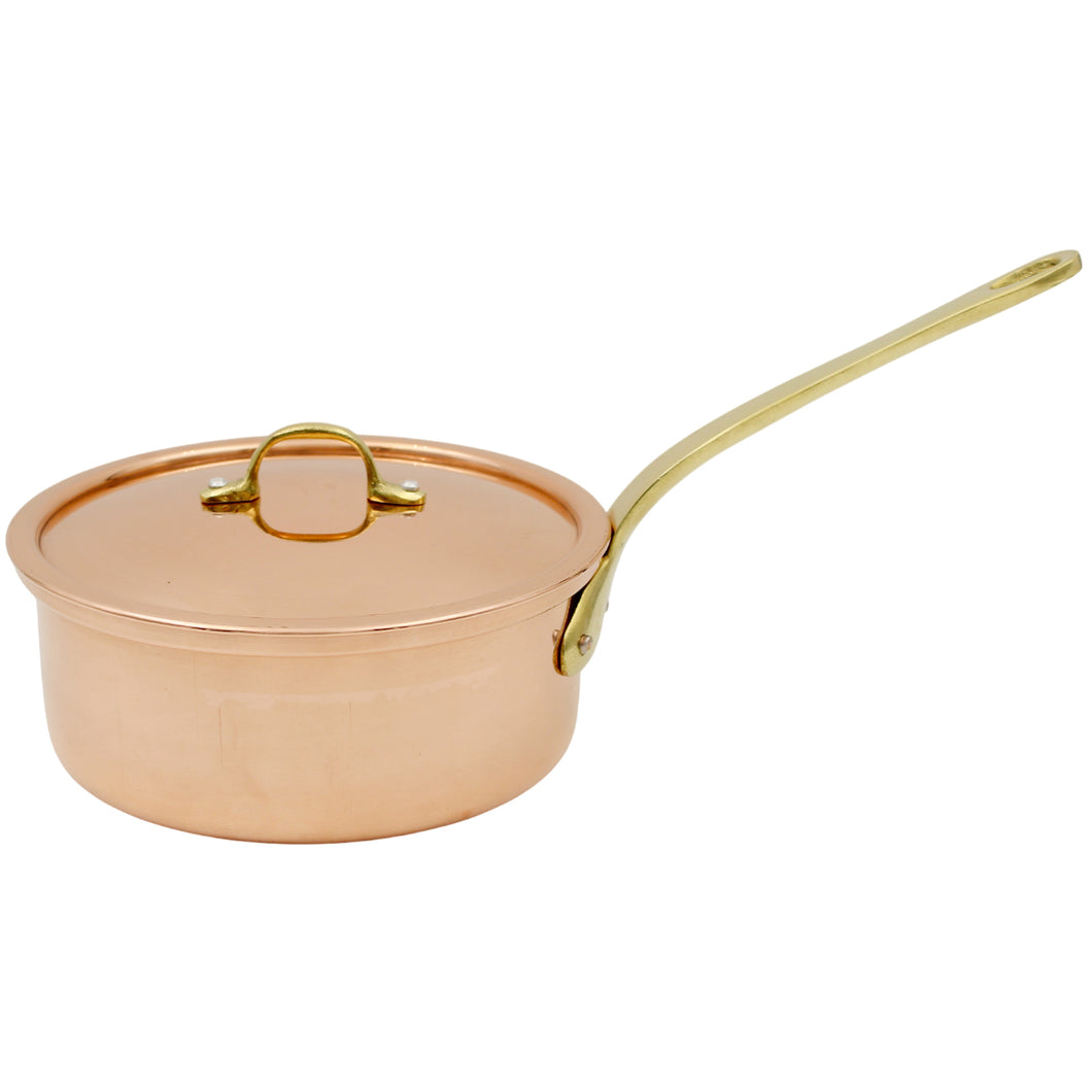 Handcrafted Copper Saucepan with Handle and Lid